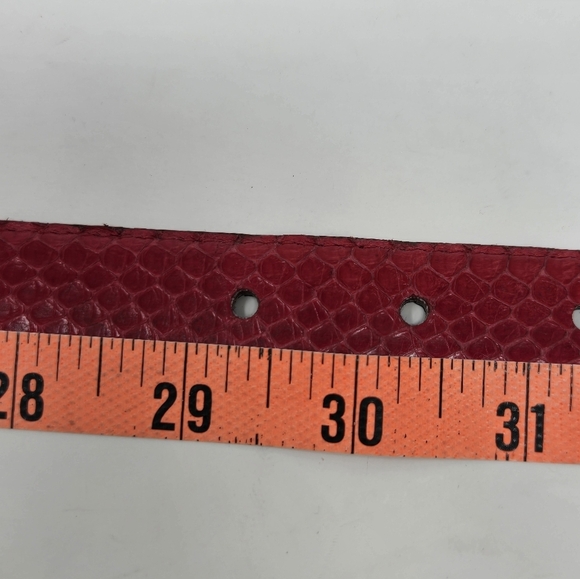 VINTAGE JANA GENUINE SNAKESKIN RED BELT GOLD BUCKLE & END CAP WOMEN LARGE 1980s - Picture 7 of 15